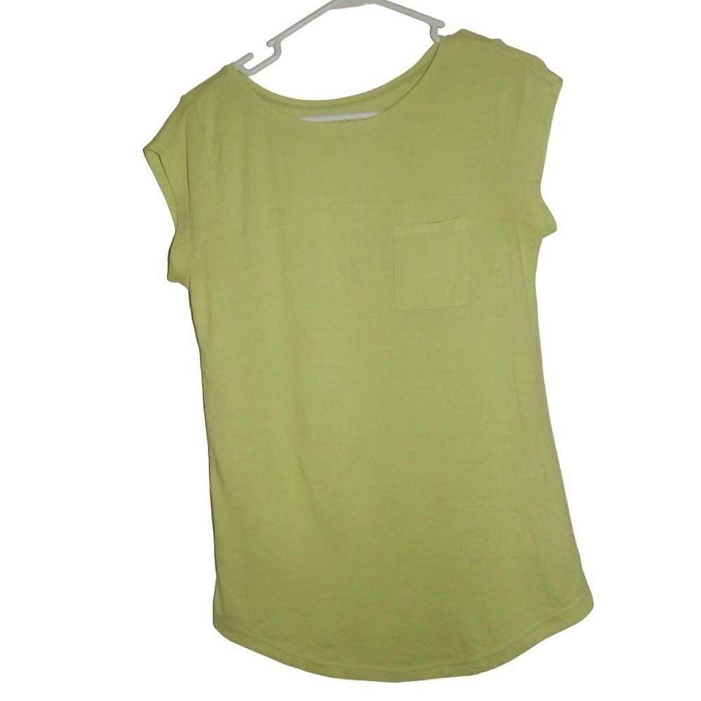 Ann Taylor LOFT Women’s Small Light Green Stretch Pocket Short Sleeve T‑Shirt